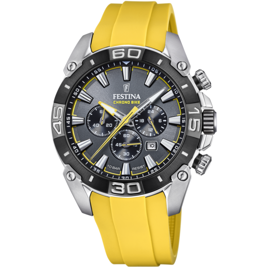 FESTINA CHRONO BIKE 2021 WATCH F20544/7 YELLOW RUBBER STRAP  display picture 1