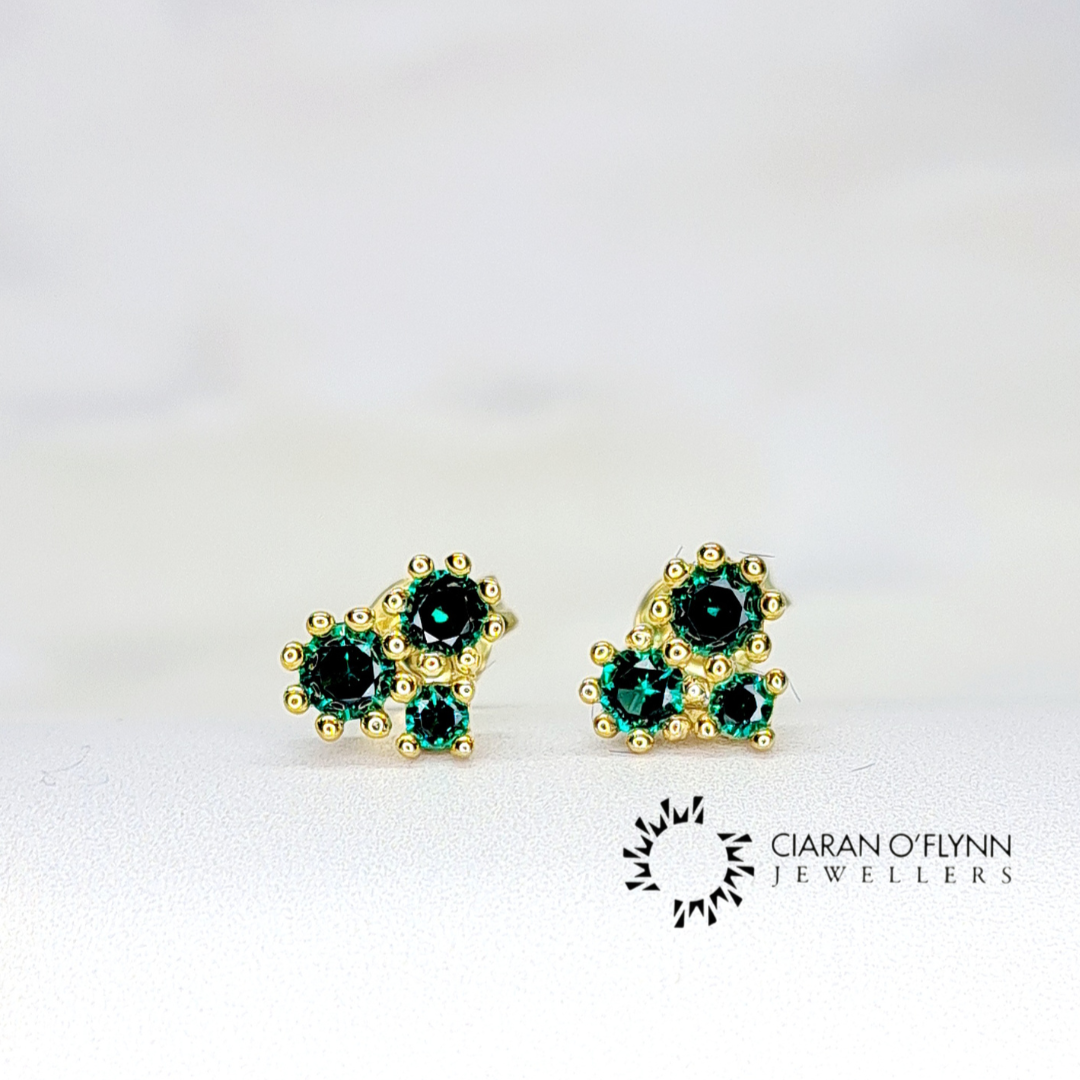 Lab-Grown Emerald Heart-Shaped Earrings Ciaran O Flynn